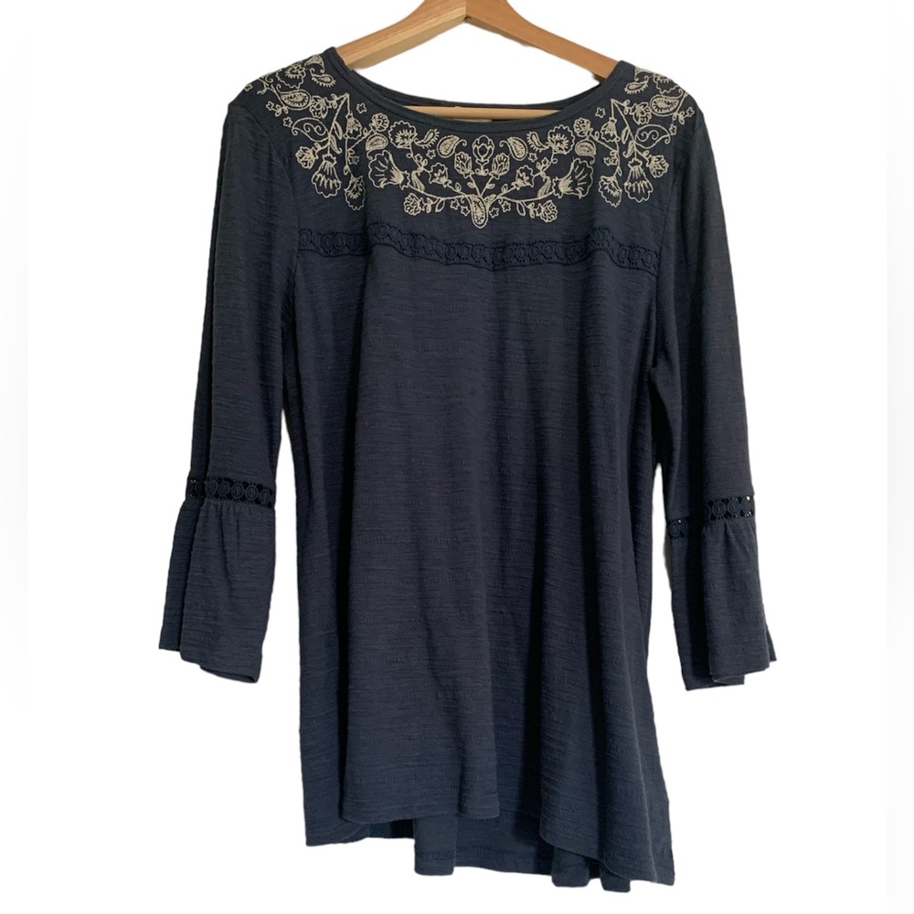 Tunic with Lace and embroidery, Style & Co, Blue, L